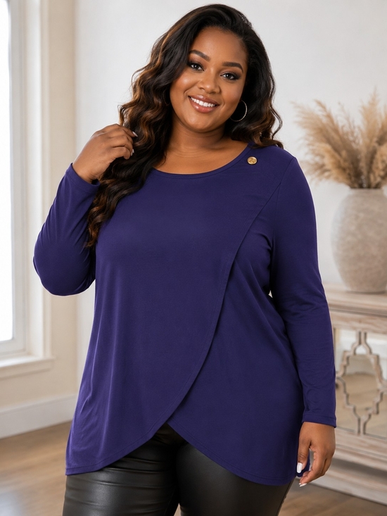 IMAN Tops - IMAN Purple Long-Sleeve Tulip Front Top